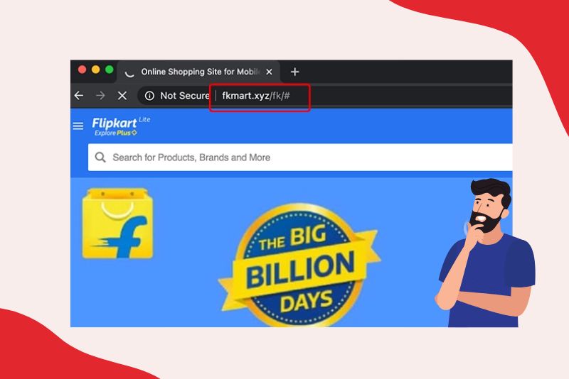 image showing flipkart big billion days fake website scam