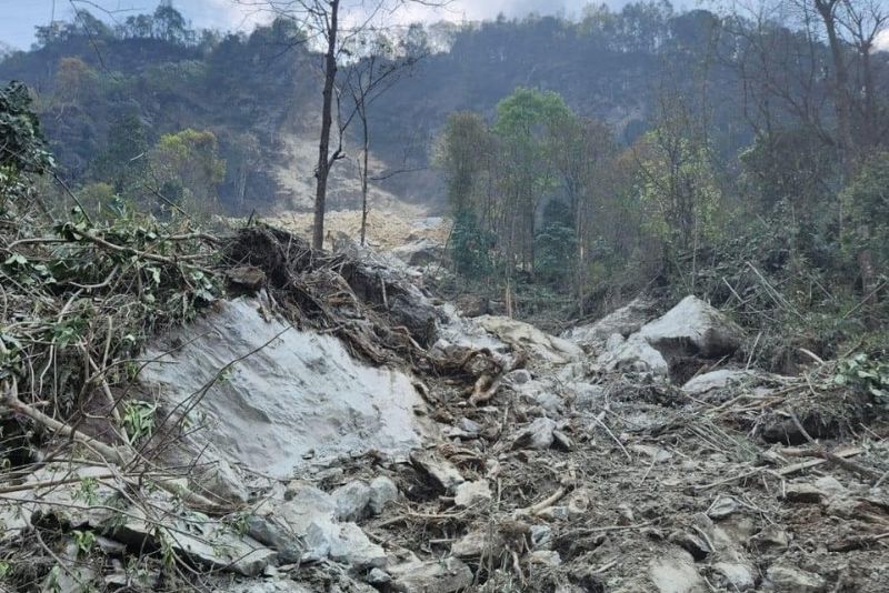 image showing affected area due to landslide in east sikkim