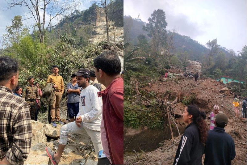 authority team visiting the spot landslide hits east sikkim