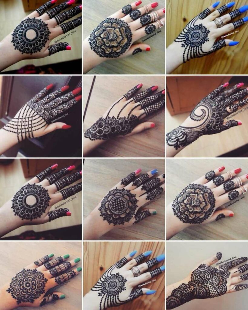 collage showing 12+ easy mehndi designs